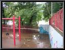Flooded play equipment at Venice Island Rec Center