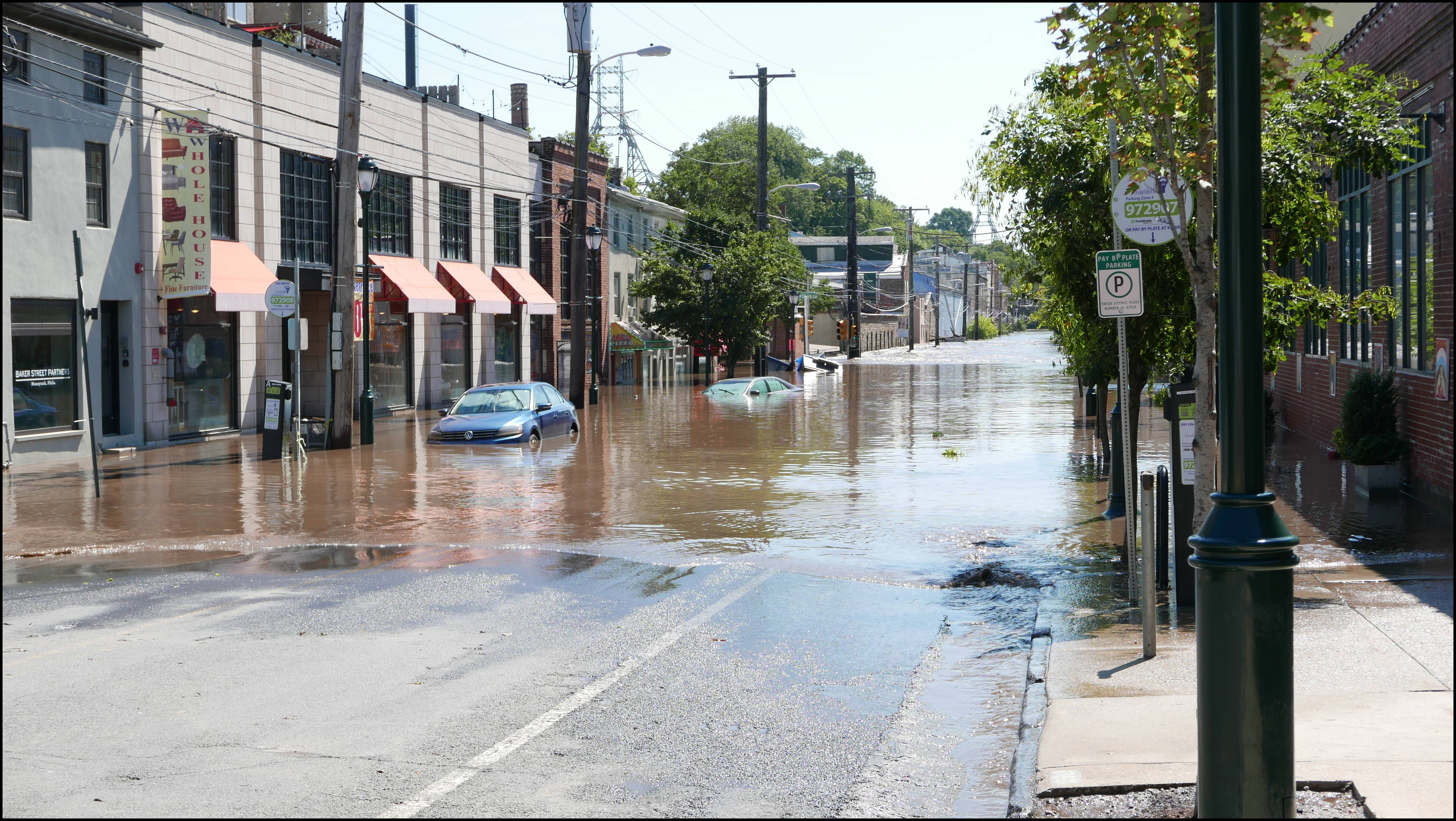 Jamestown looking towards Shurs -- Flooded cars